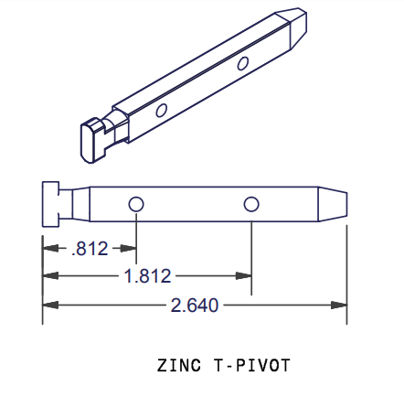 02-901 Diagram of WRS T Shaped Head Zinc Pivot Bar