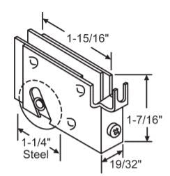 WRS Patio Door Roller - 1-1/4" Steel Wheel