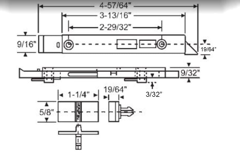 WRS Internal Top Tilt Latch Set (19/64" Nose) with Thumb Button - White