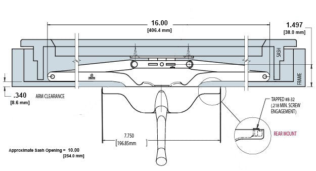 WRS Truth 16" Aluminum Scissor Arm Awning Operator - Rear Mount