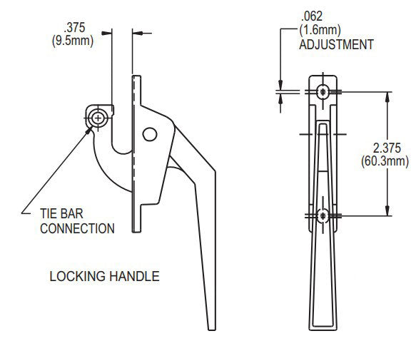 WRS Truth 3/8" Casement Dual Locking Handle - Aluminum