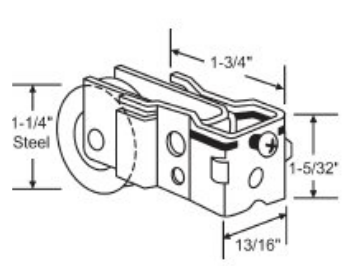 024-25 1-1/4" Patio Sliding Glass Door Roller With Screw Diagram