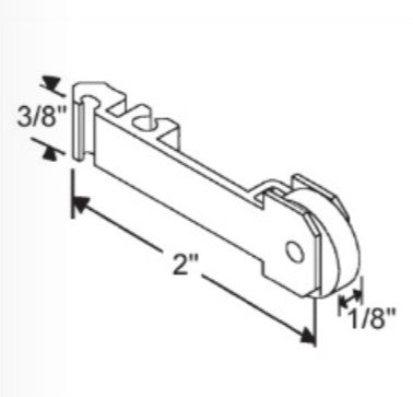 WRS 2" Sliding Window Roller Assembly - Brass Roller
