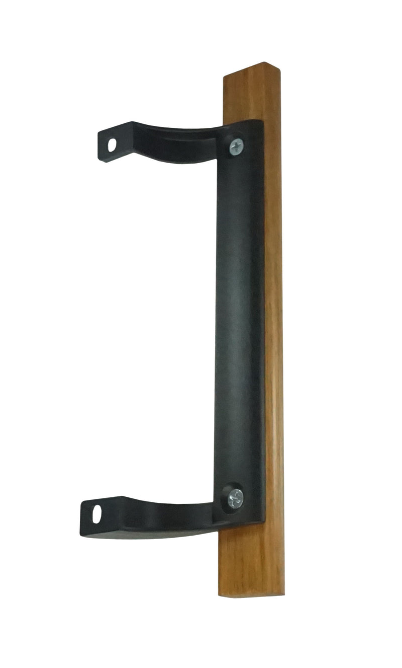 WRS Wooden Patio Door Handle with Solid One Piece Bracket  -  Black