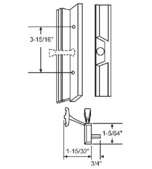 WRS Patio Door Handle Set without Key Cylinder  -  Black