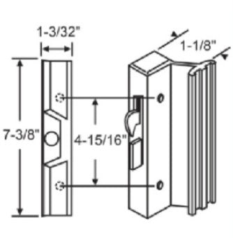 WRS Sliding Glass Door Handle with Strike - Aluminum