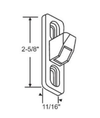 WRS 2-5/8" Sliding Glass Door Strike - Chrome