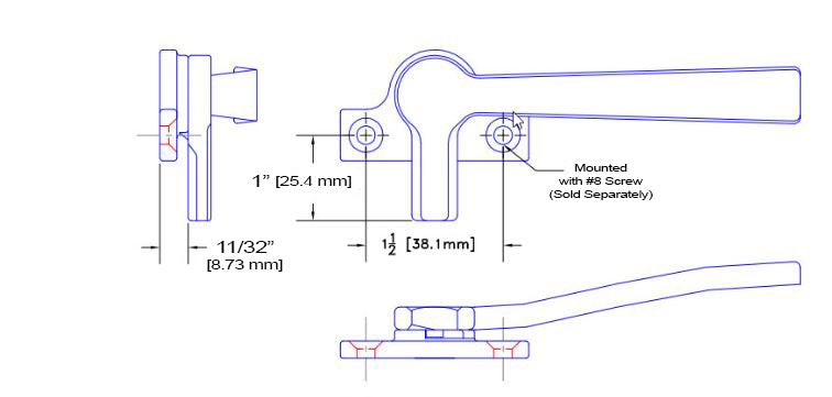 Left Hand Project-Out Cam Handle - White Bronze
