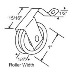 WRS 15/16" Sliding Screen Door Roller - 1" Nylon or Steel Wheel