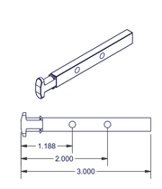 05-77-22 Diagram of WRS Die Cast T Shaped Pivot Bar - 2 Hole