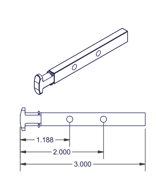 05-77-22 Diagram of WRS Die Cast T Shaped Pivot Bar - 2 Hole
