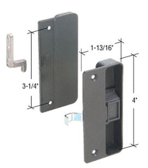 WRS 3-1/4" Sliding Screen Door Handle Assembly - Black