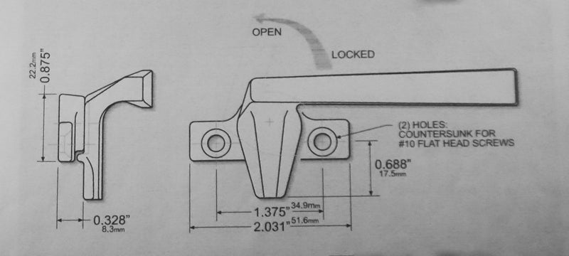WRS Left or Right Hand Project-Out Cam Handle - White Bronze