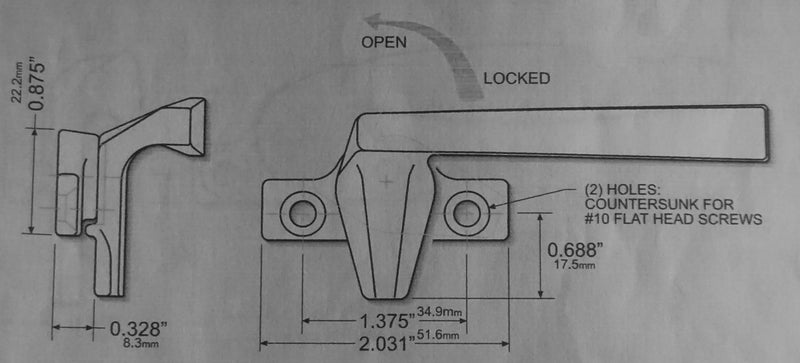 WRS 1.375" Project-Out Handle with Flat Face - White Bronze - Left and Right Hand Sold Separately