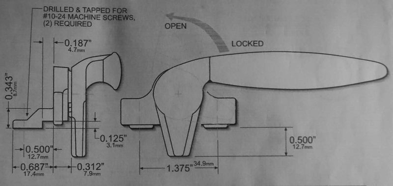 WRS White Bronze Angle Base Project-Out Cam Handle - 1/2" Reach