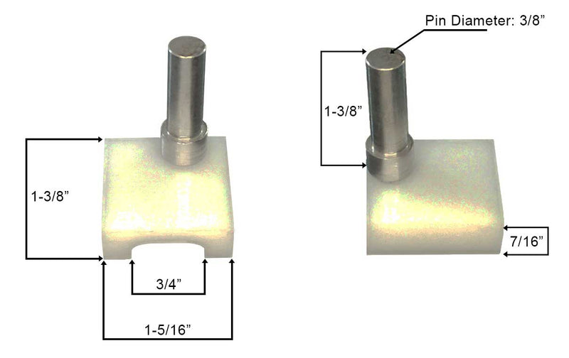 WRS 1-3/8" Right Hand Pressure Shoe with Metal Pin - White Nylon Base