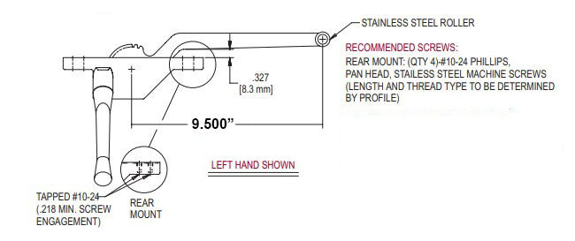WRS Truth Hardware Right Hand, Rear Mount 9-1/2" Operator - Chestnut Bronze