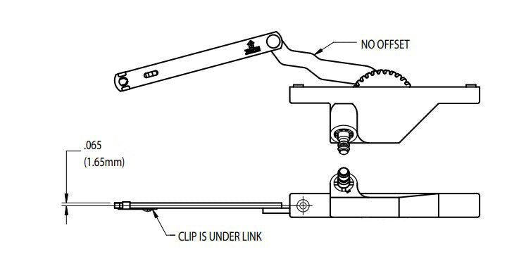 WRS Right Hand Truth Hardware Dyad Awning/Casement Operator, Clip Under, No Offset - Clay