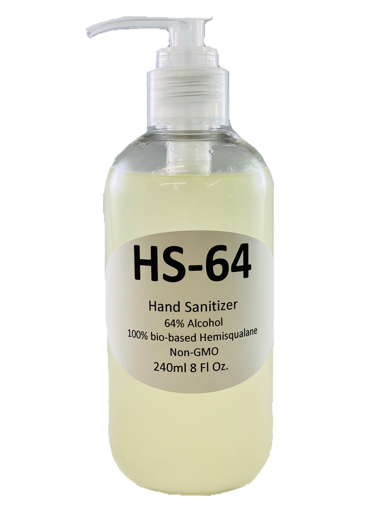 WRS Hand Sanitizer HS-64 - Industrial 64% Alcohol - Non GMO - 100% Bio-Based Hemisualane - Lovley Citrus and Lime Aroma 8oz.…