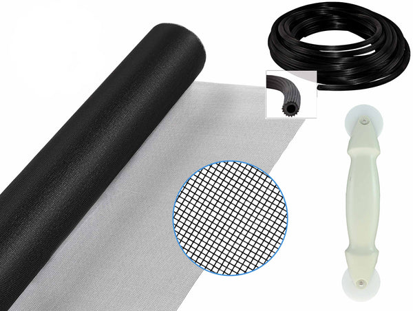 59x200 Black Fiberglass Window Screen Repair Kit - DIY Replacement Mesh For Doors & Windows