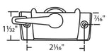 014-10-10-32 Truth Sweep Lock, with Lugs, Large Cam, White 1/8" Pull In Diagram