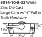 014-10-8-32 Truth Sweep Lock, Large Cam, White- No Lugs Diagram