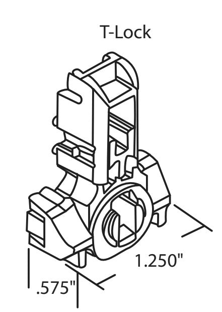 WRS 1-1/4" Inverted Pivot T-Lock Shoe, White Puck Diagram